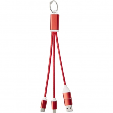 Logo trade promotional gifts image of: Metal 4-in-1 recycled aluminium charging cable with keychain